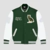 Ovo collegiate full snap wool leather jacket