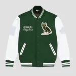 OVO Collegiate Full-Snap Green Wool/Leather Jacket