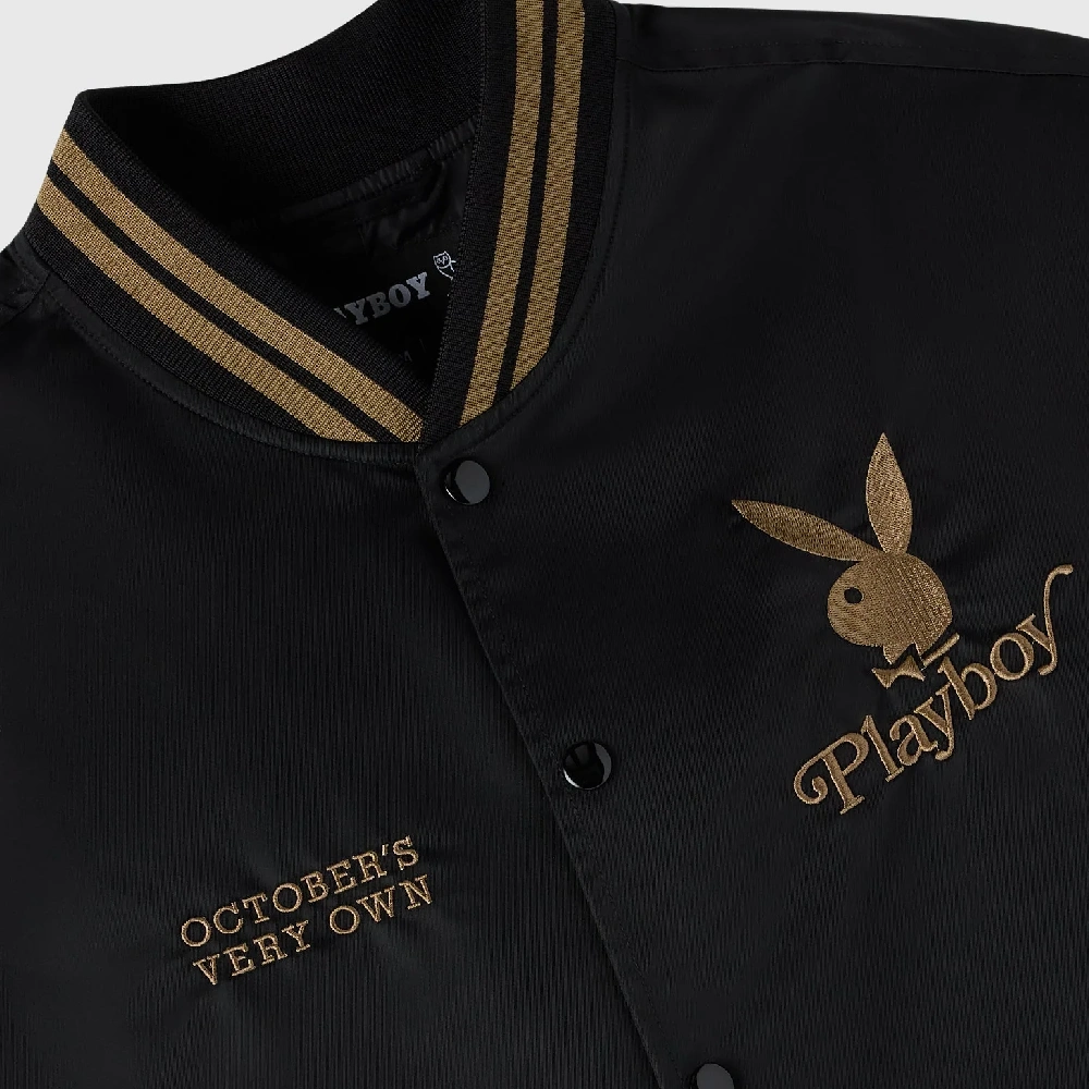 Ovo playboy black satin varsity chest logo