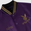 Ovo playboy purple satin varsity front detail