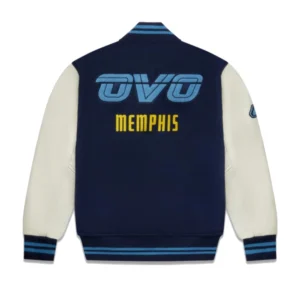 Ovo x memphis grizzlies wool leather varsity jacket 2
