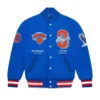 Ovo x new york knicks wool leather varsity jacket 1
