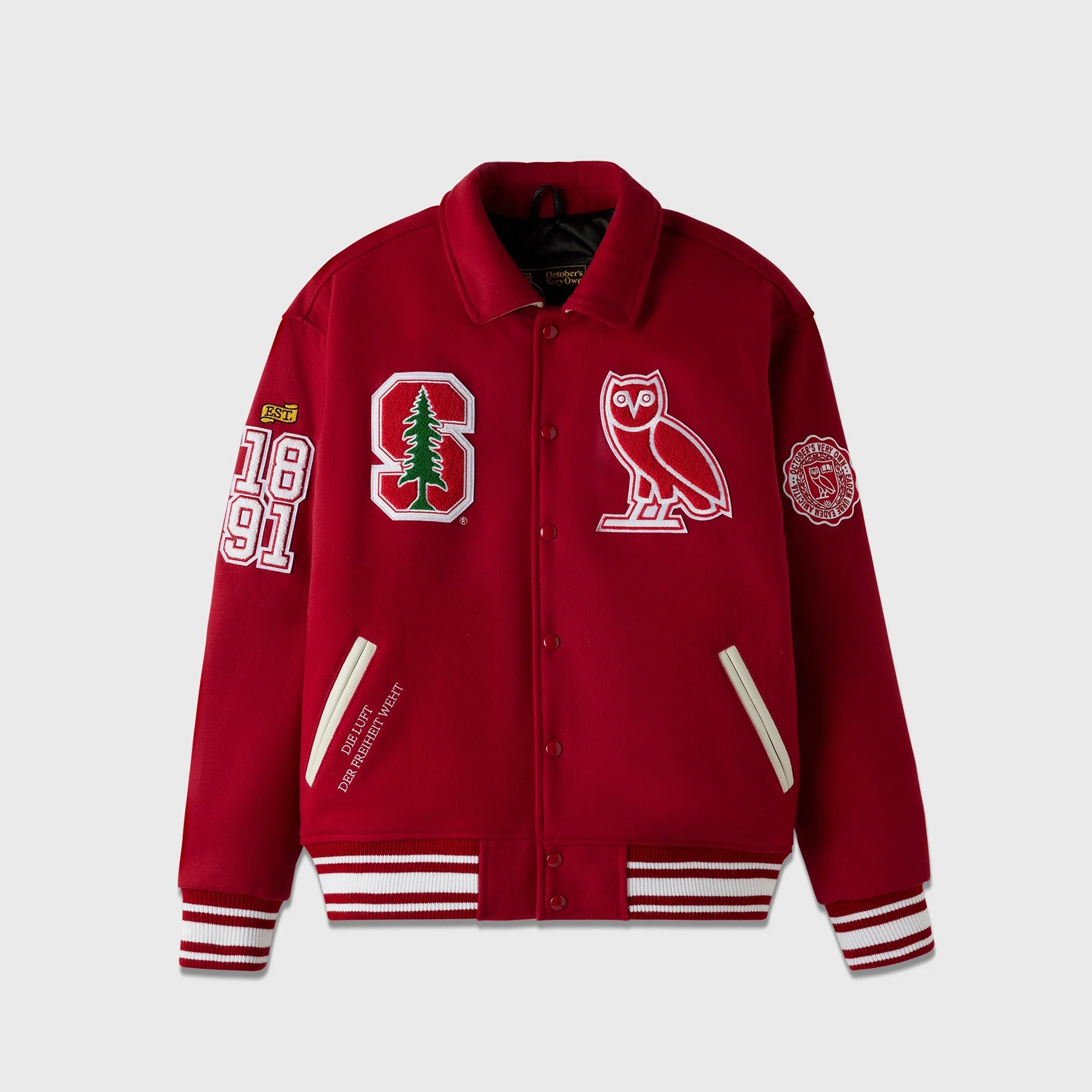 Ovo x stanford campus varsity jacket