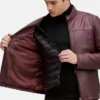 Oxblood leather moto jacket