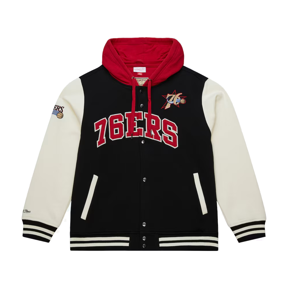 Philadelphia 76ers black courtside hooded jacket
