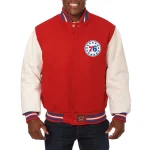 Philadelphia 76ers Two Tone Wool/Leather Jacket