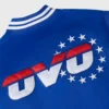 Philadelphia 76ers full snap blue satin varsity back logo