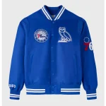 Philadelphia 76ers Full-Snap Blue Satin Jacket