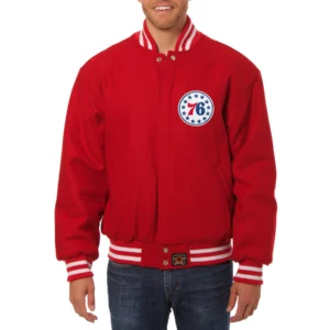 Philadelphia 76ers handmade wool varsity jacket red 1