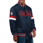 Philadelphia 76ers Home Game Navy Satin Jacket