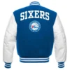 Philadelphia 76ers letterman wool leather varsity jacket bluewhite 2 2
