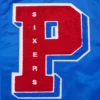 Philadelphia 76ers mashup full snap satin varsity jacket blue 1