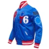 Philadelphia 76ers mashup full snap satin varsity jacket blue 7