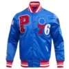 Philadelphia 76ers mashup full snap satin varsity jacket blue 8