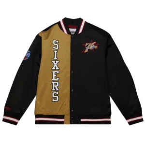 Philadelphia 76ers og 20 full snap satin varsity jacket 3