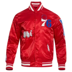Philadelphia 76ers old english satin varsity jacket