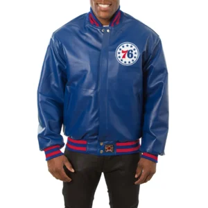 Philadelphia 76ers real leather varsity jacket blue 1