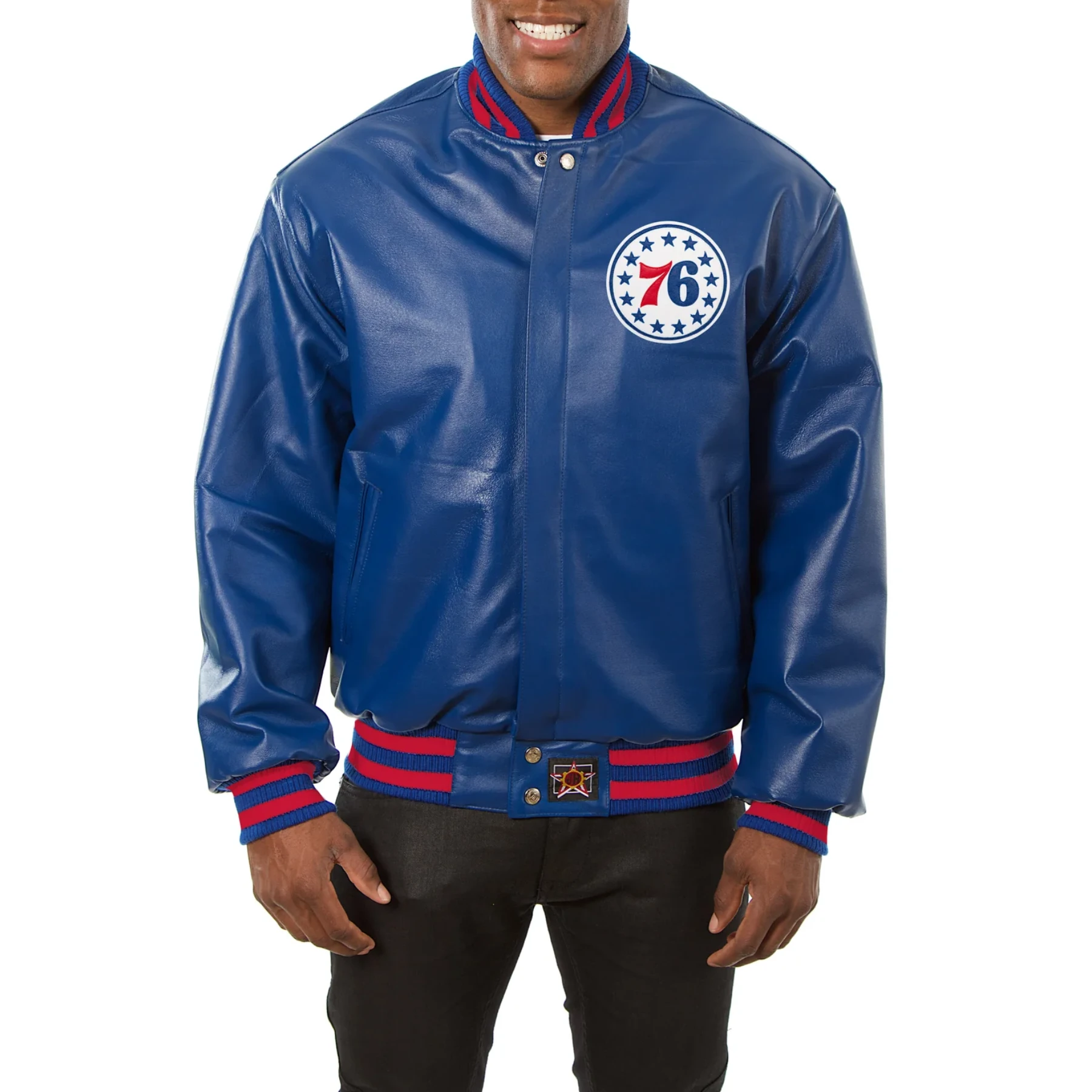Philadelphia 76ers real leather varsity jacket blue 1