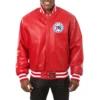 Philadelphia 76ers real leather varsity jacket red 1