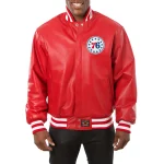 Philadelphia 76ers Full Leather Red Varsity Jacket