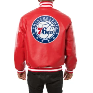Philadelphia 76ers real leather varsity jacket red 2