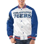 Philadelphia 76ers Renegade White/Blue Satin Jacket