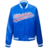Philadelphia 76ers script tail womens ribbed knitted satin varsity jacket blue 5