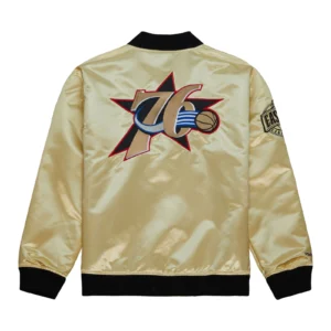 Philadelphia 76ers team og 20 full zip satin varsity jacket gold 2