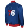 Philadelphia 76ers the ambassador satin varsity jacket blue 1