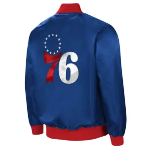 Philadelphia 76ers the ambassador satin varsity jacket blue 1