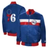 Philadelphia 76ers the ambassador satin varsity jacket blue