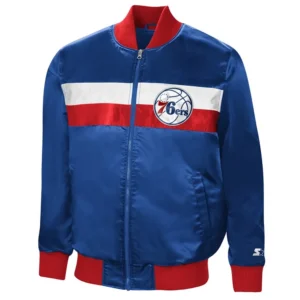 Philadelphia 76ers the ambassador satin varsity jacket blue 2