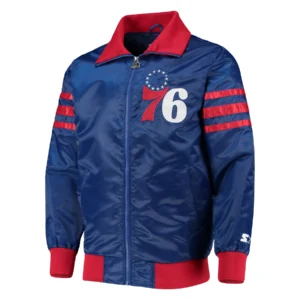 Philadelphia 76ers the captain ii satin varsity jacket blue 1