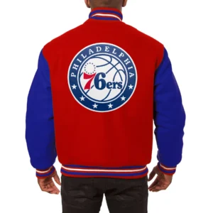 Philadelphia 76ers two tone wool varsity jacket red royal