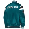 Philadelphia eagle full snap satin varsity jacket green