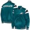 Philadelphia eagle full snap satin varsity jacket green 2