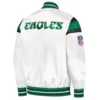 Philadelphia eagle full snap satin varsity jacket white