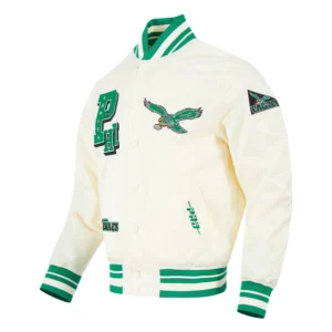 Philadelphia eagles best of mens cream varsity jacket