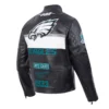 Philadelphia eagles black leather moto jacket