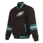 Philadelphia Eagles Striped Black Wool Jacket