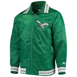 Philadelphia eagles captain satin varsity jacket green 1