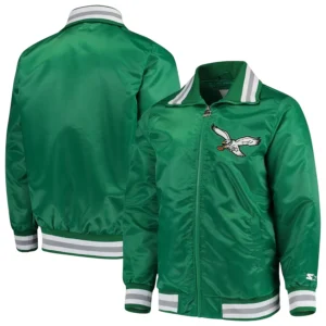 Philadelphia eagles captain satin varsity jacket green 4