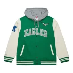 Philadelphia Eagles Courtside Hooded Wool/Leather Jacket