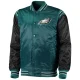 Philadelphia eagles enforcer full snap satin varsity jacket greenblack 2