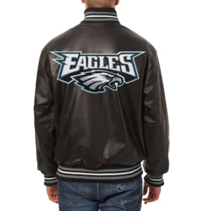 Philadelphia eagles full real leather varsity jacket black 2