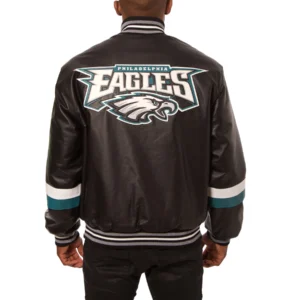 Philadelphia eagles genuine leather varsity jacket black 1 1