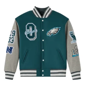 Philadelphia eagles green grey full snap wool jacket