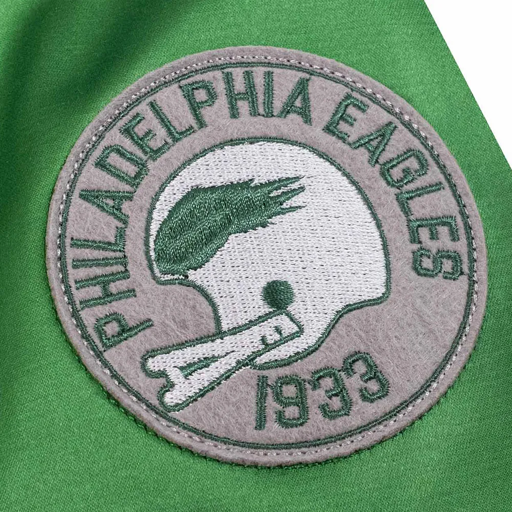 Philadelphia eagles green windbreaker sleeve logo
