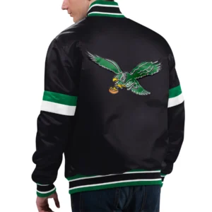 Philadelphia eagles gridiron classics home game satin varsity jacket black 2