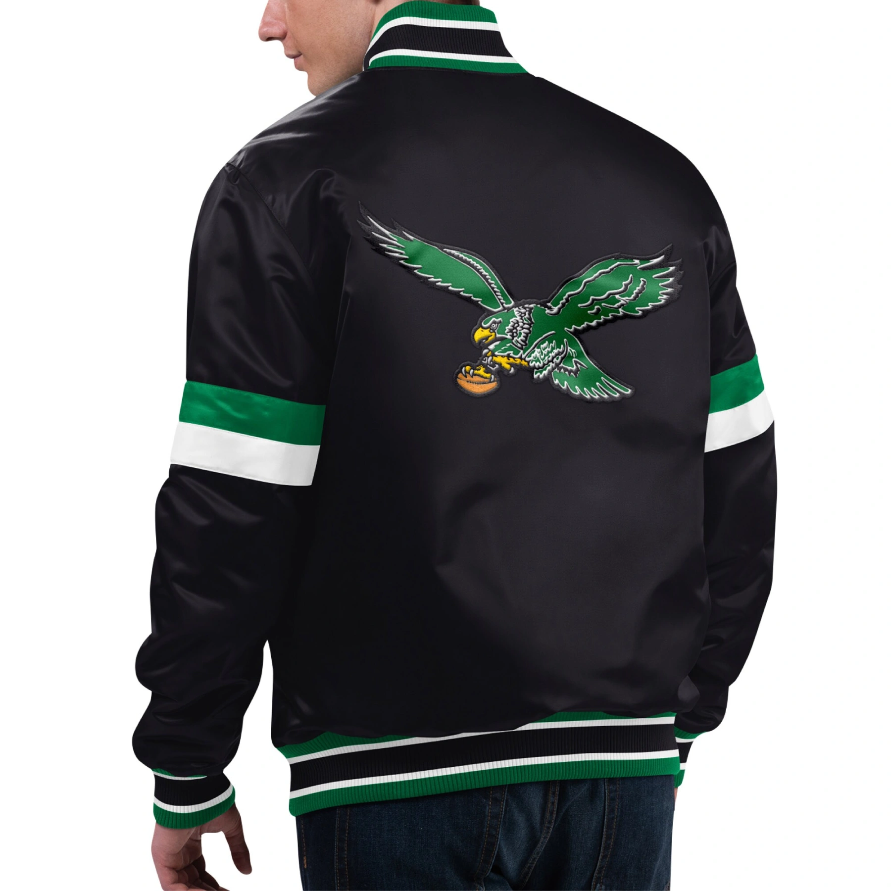 Philadelphia eagles gridiron classics home game satin varsity jacket black 2